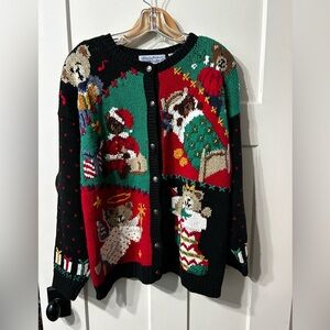 Vintage Charming Holiday Bear Ugly Christmas Sweater Presets & Hearts